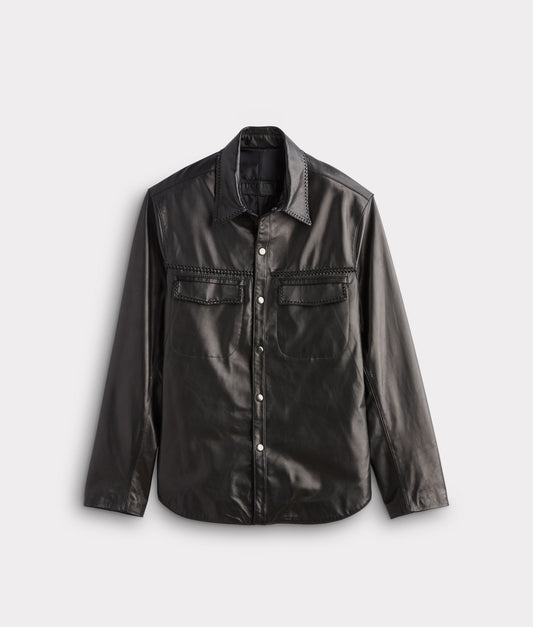 Clint Leather Shacket :: Black