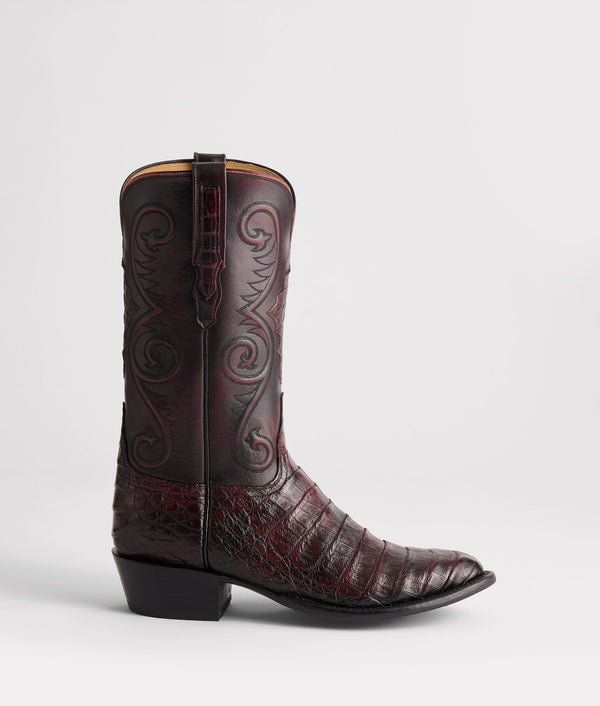 Jones Boot - Black Cherry Men's Crocodile Cowboy Boots - Lucchese
