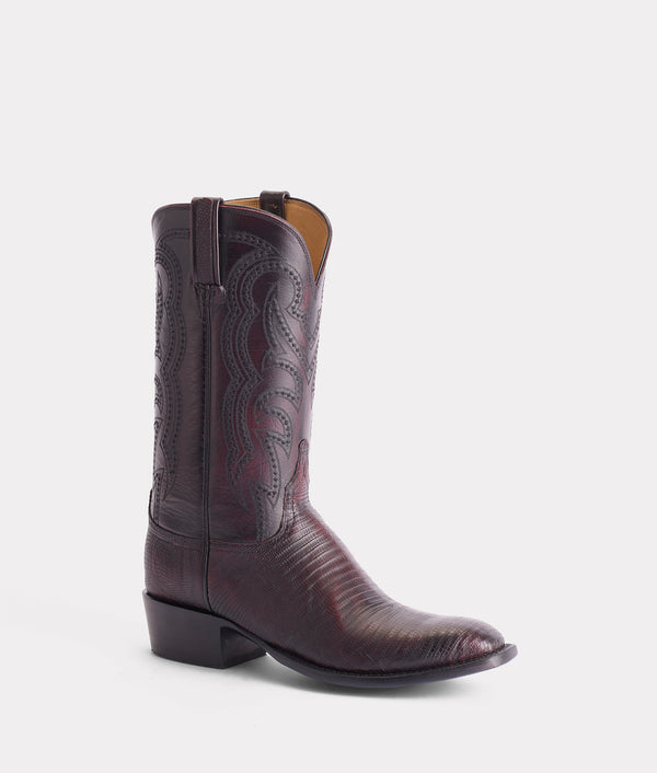 Vintage Y2K‎ Lucchese Black Cherry Lizard Boots Kip Lizard Cowboy Boot - Black Cherry - Lucchese main image 3