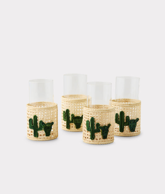 Cacti Glasses With Sleeves - Set Of Four :: Green