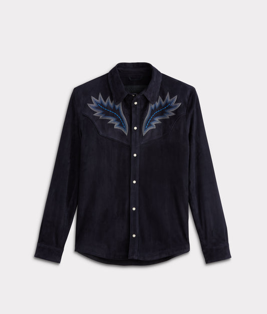 Ace Suede Shacket :: Dusty Blue
