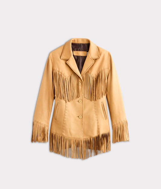 Tallulah Fringe Jacket :: Saddle Tan