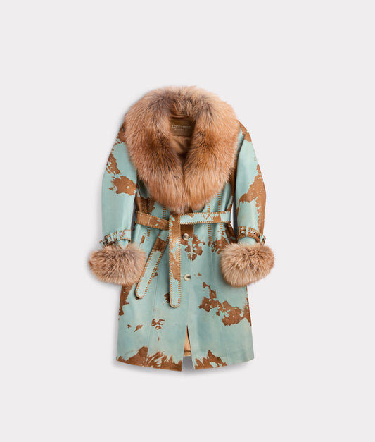 Calista Coat :: Turquoise/Brown