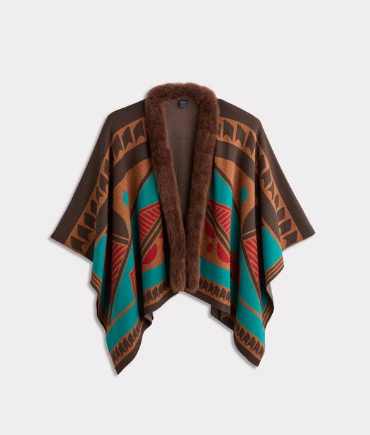 Alpaca Cape With Fur :: Multi