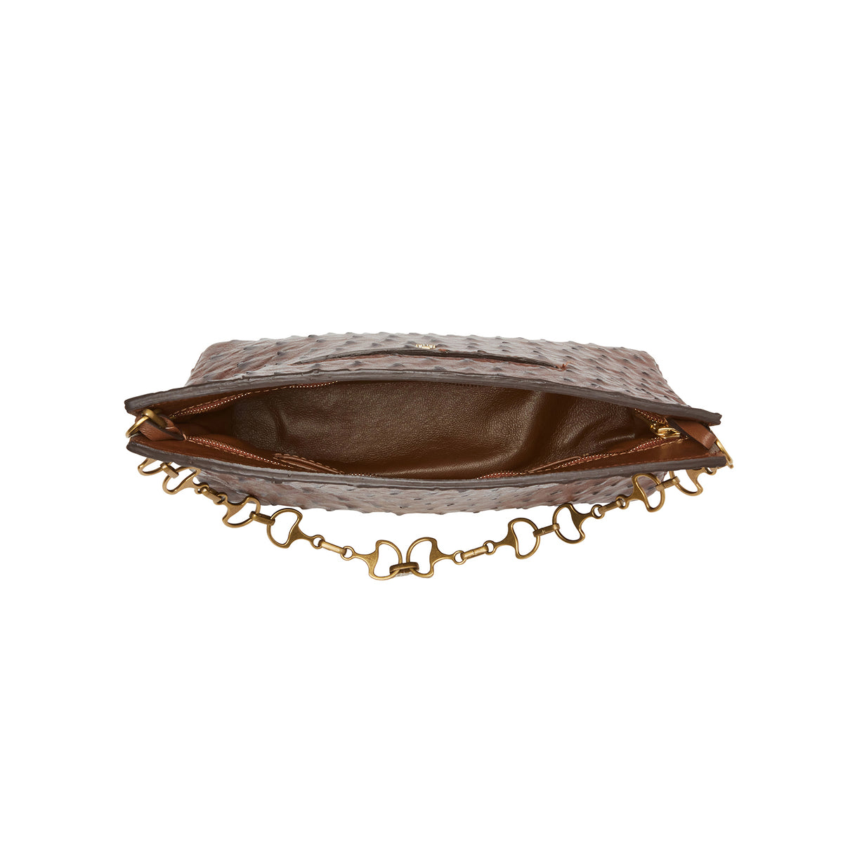 
    Mini Ostrich Clutch :: Chocolate