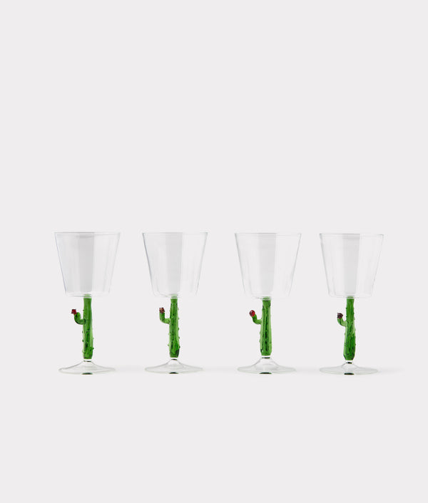 Tucson Saguaro Cactus Water / Wine Glasses - Set of Four