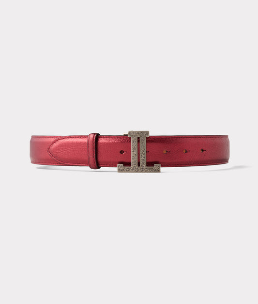 Women's Mirrored L Belt :: Wine