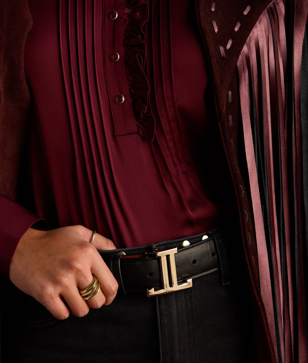 Women's Mirrored L Belt - Black - Lucchese