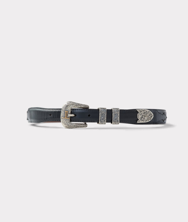 Smooth Goat Tapered Belt - Black - Lucchese display picture 2