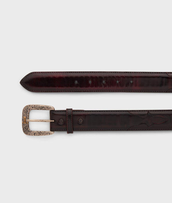 Smooth Goat Belt - Black Cherry - Lucchese display picture 2