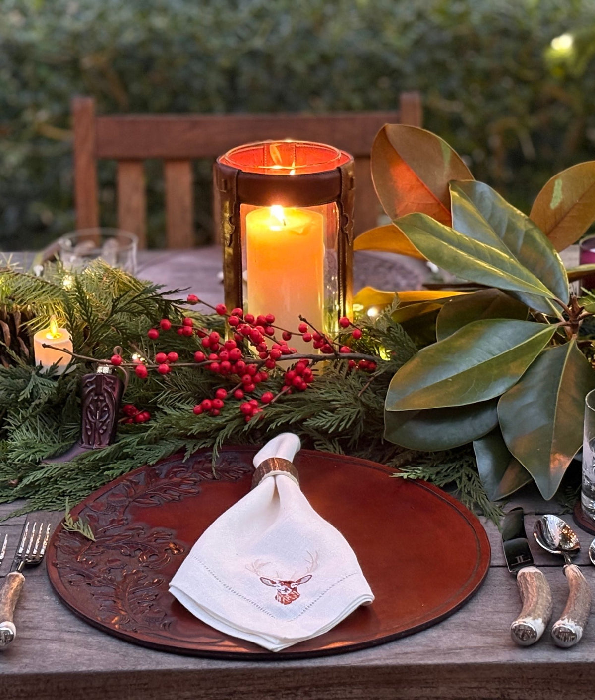 Hand-Tooled Placemats - Set of Two :: Brown 2