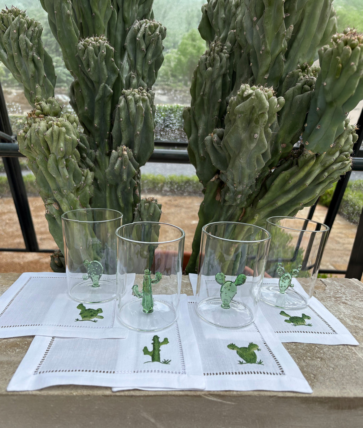 Cactus Drinking Glasses - Set of Four :: Green 2