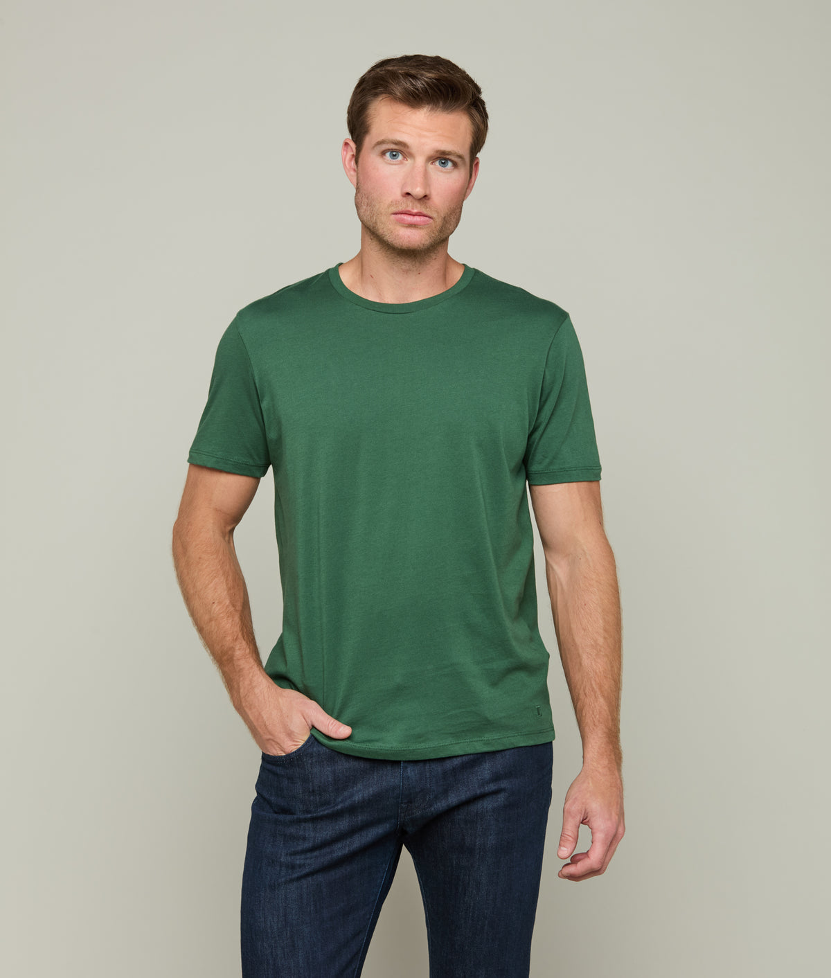 Lucchese Crew Neck Tee :: Loden Green 1