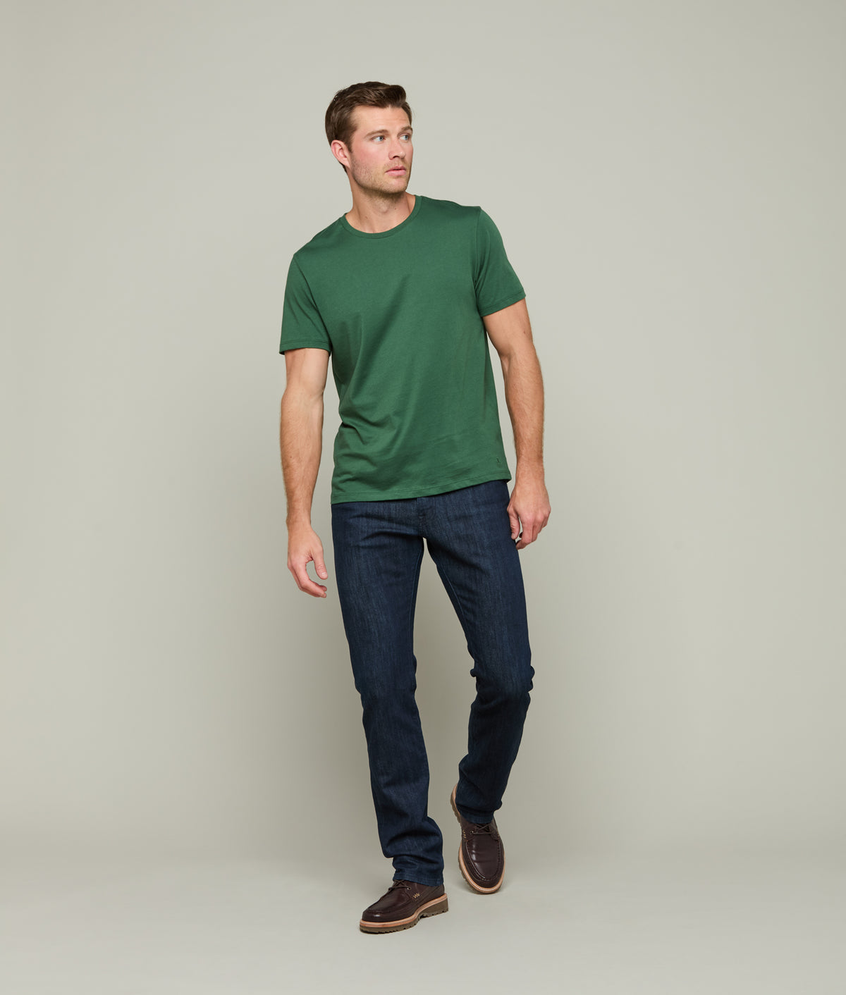Lucchese Crew Neck Tee :: Loden Green 4