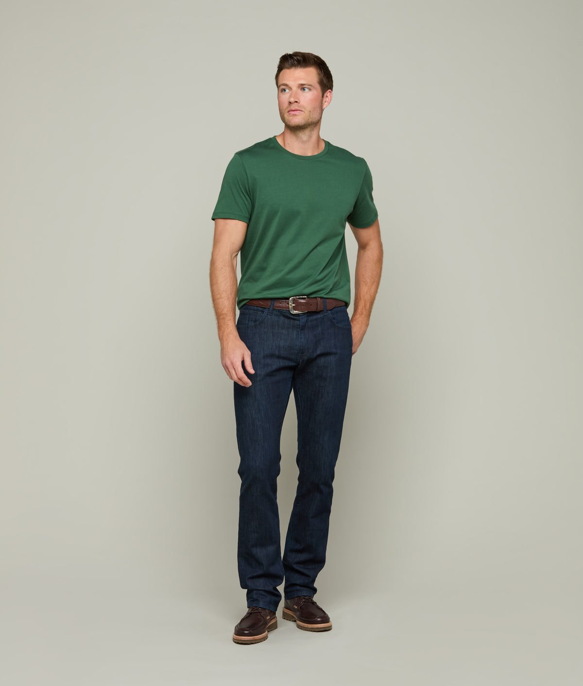 Lucchese Crew Neck Tee :: Loden Green 5
