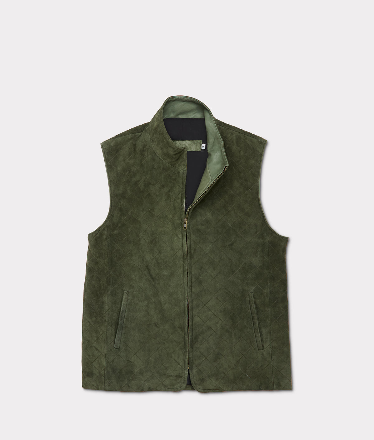 Quilted Suede Vest :: Loden 1