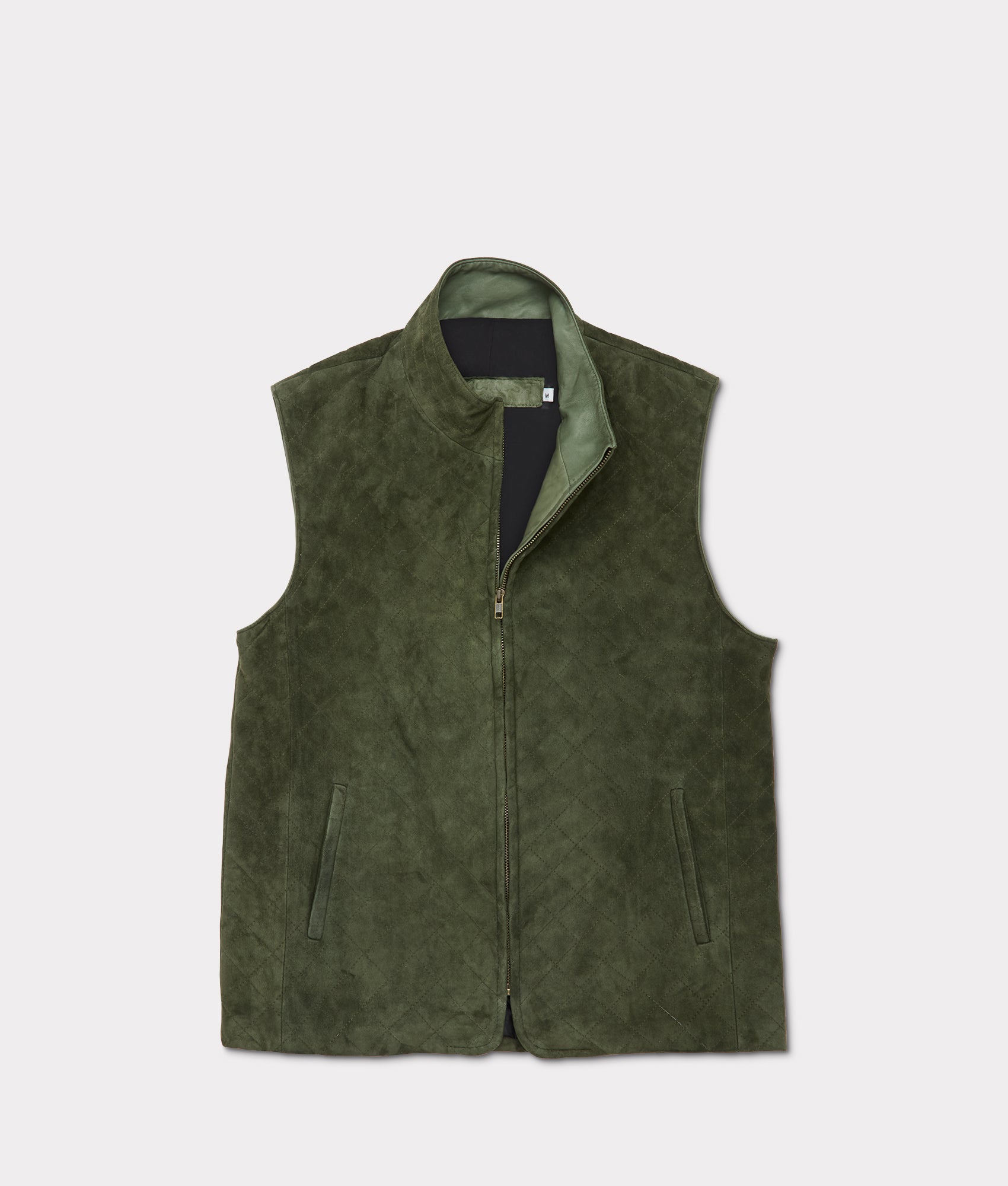 Quilted Suede Vest Loden