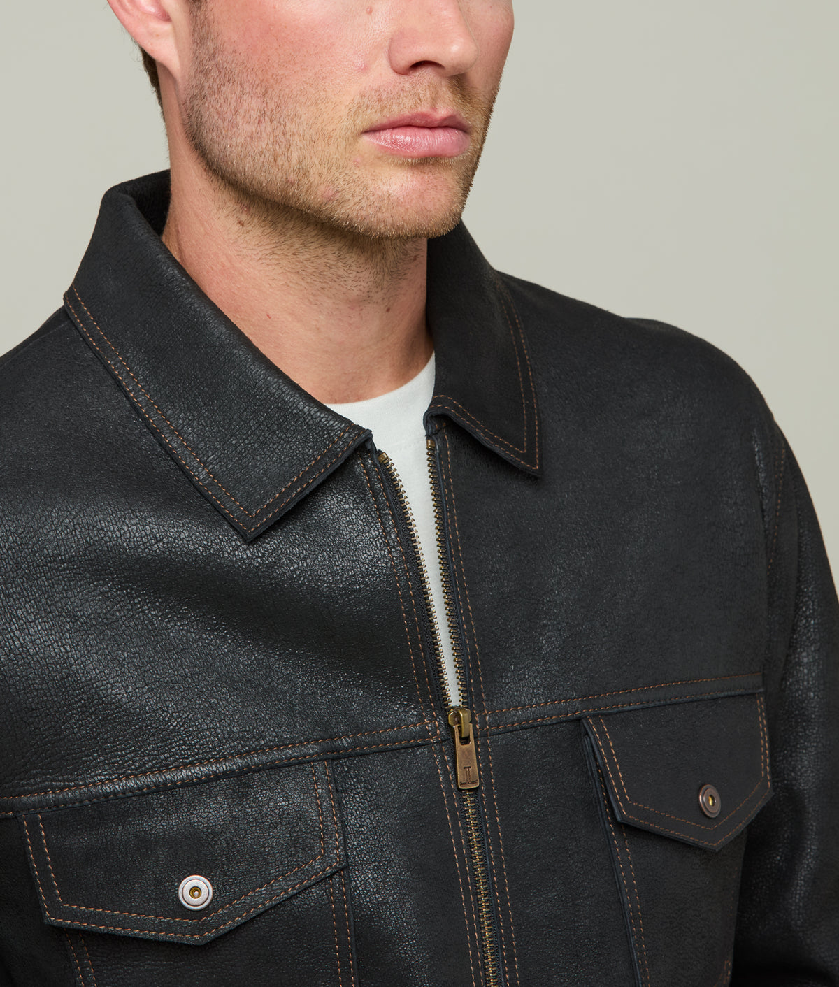 Leather Trucker Jacket :: Black 8