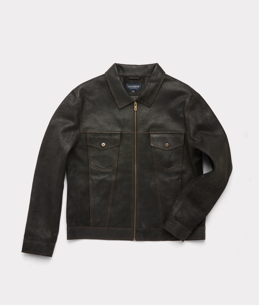 Leather Trucker Jacket :: Black