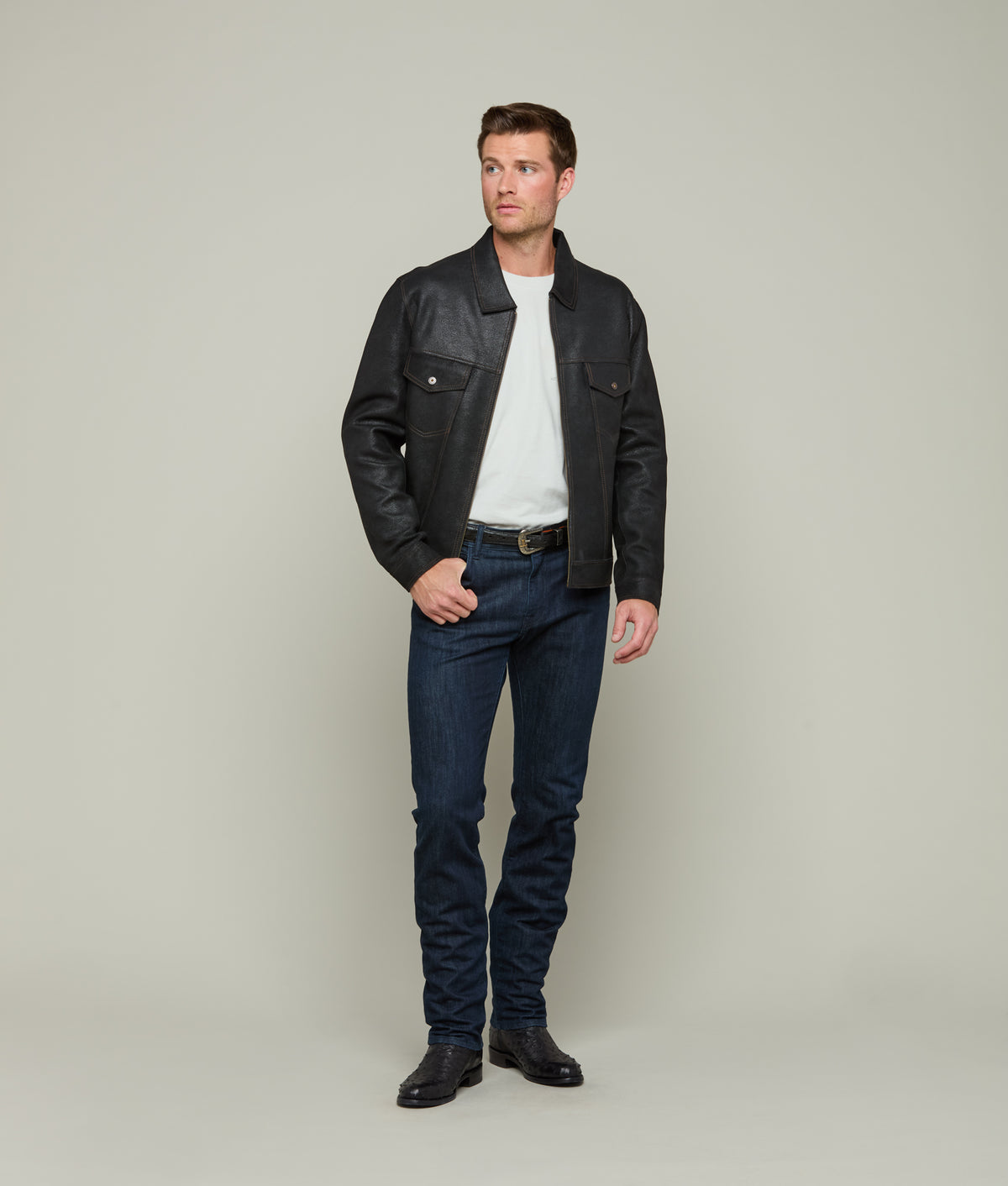 Leather Trucker Jacket :: Black 6