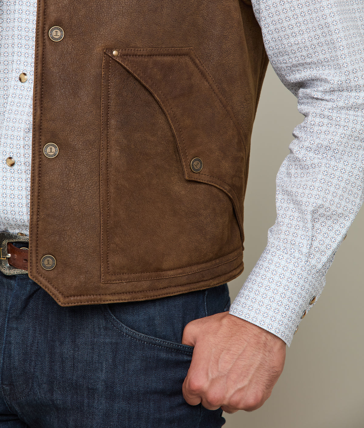 Dustin Yoked Shearling Vest :: Brown 7