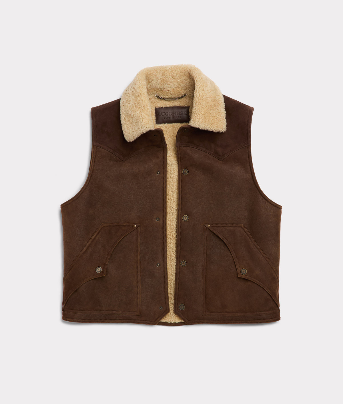 Dustin Yoked Shearling Vest :: Brown 2