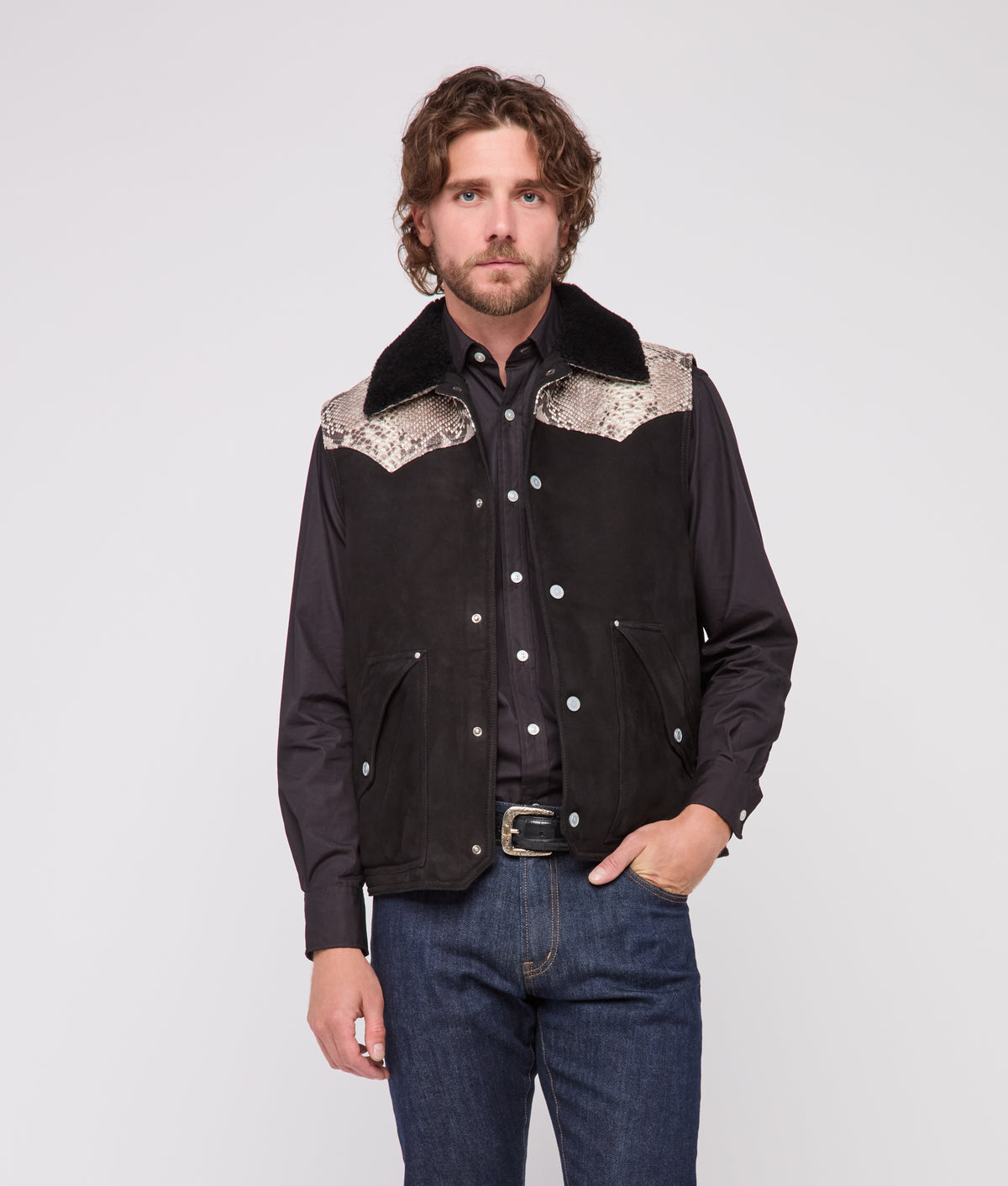 Dustin Exotic Vest :: Charcoal 2