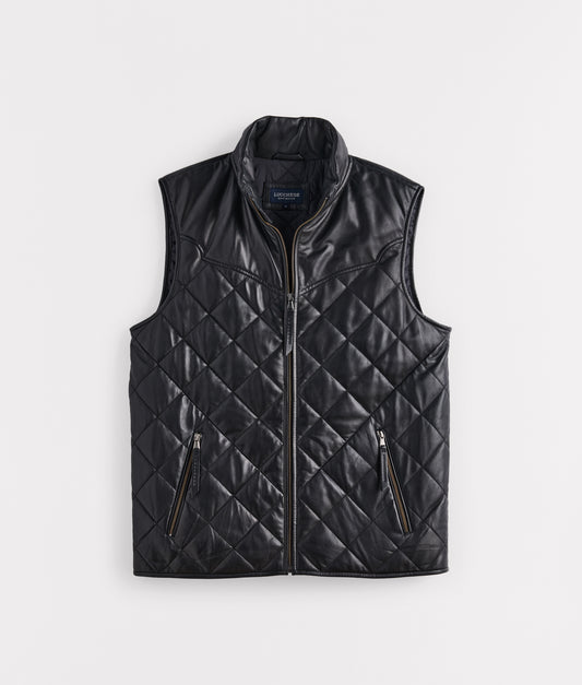 Mccoy Lamb Leather Puff Vest :: Black