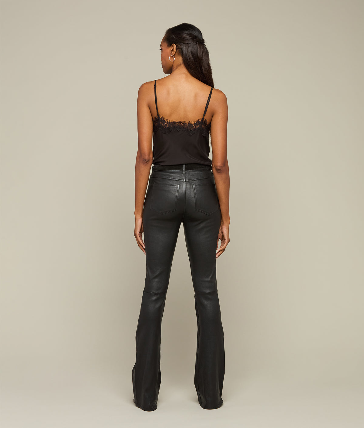 Micro Flare Leather Leggings :: Black 3
