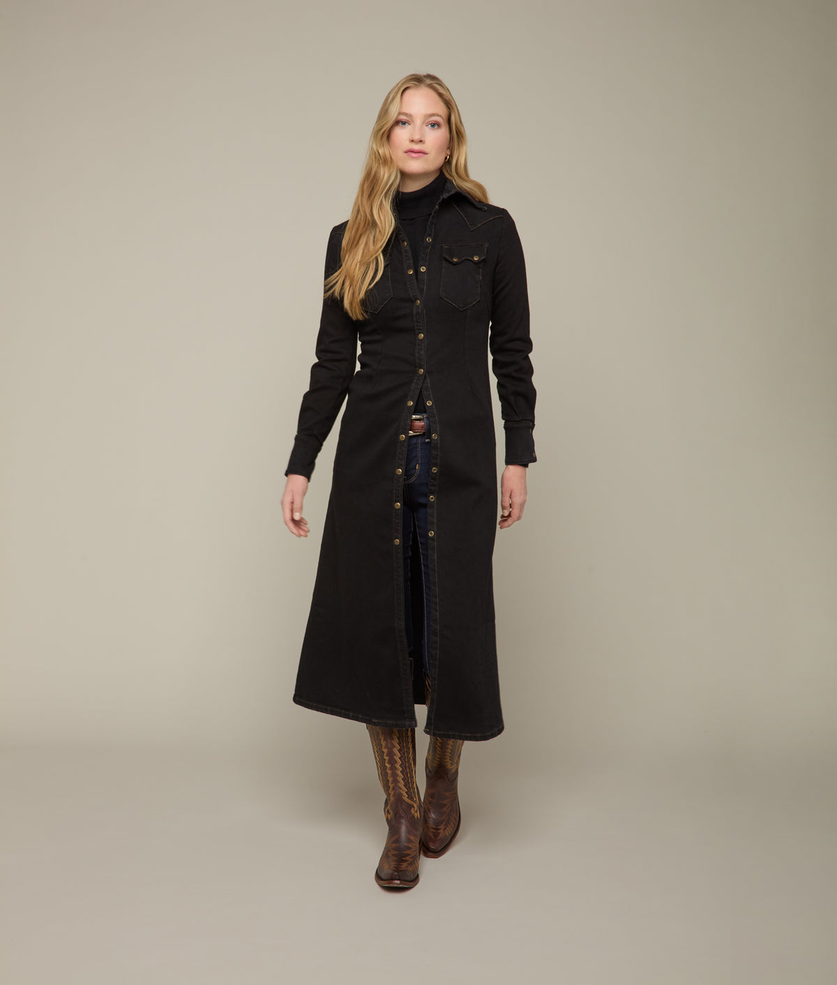 Long Denim Duster :: Black Denim 10