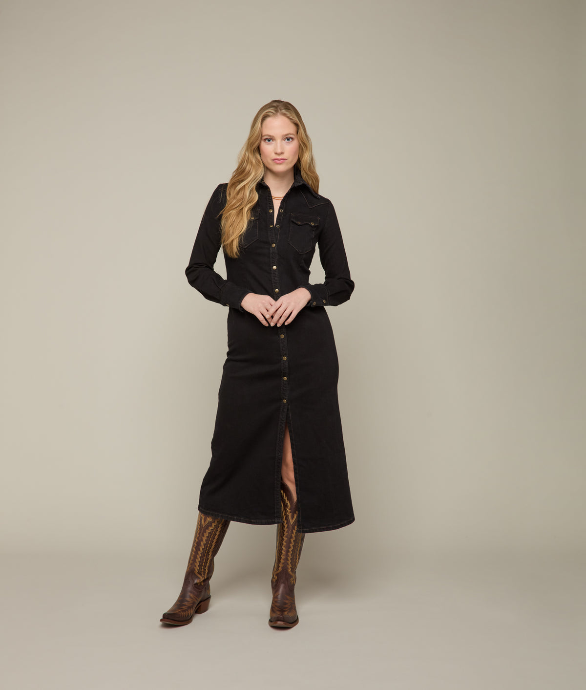 Long Denim Duster :: Black Denim 1