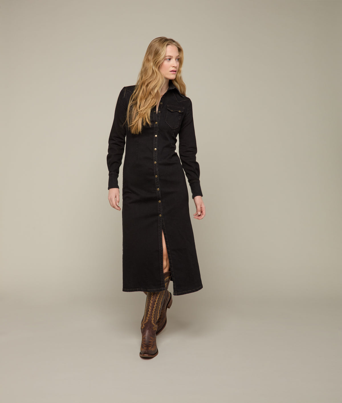Long Denim Duster :: Black Denim 4