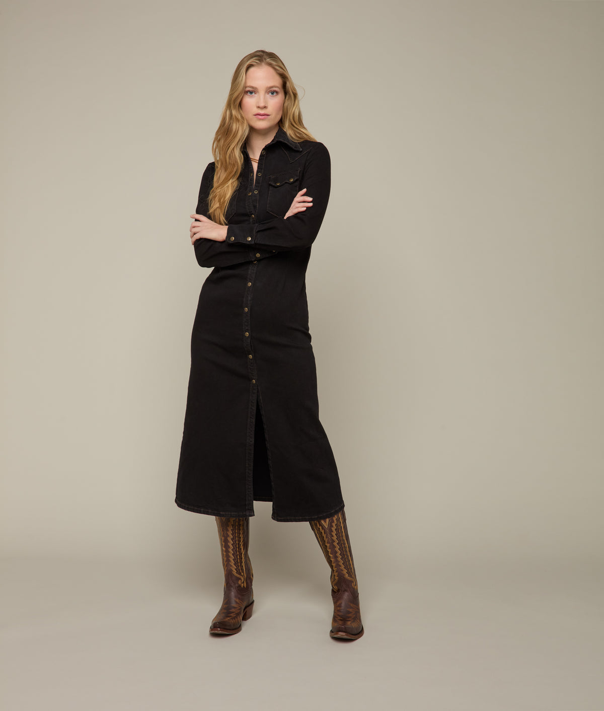 Long Denim Duster :: Black Denim 3