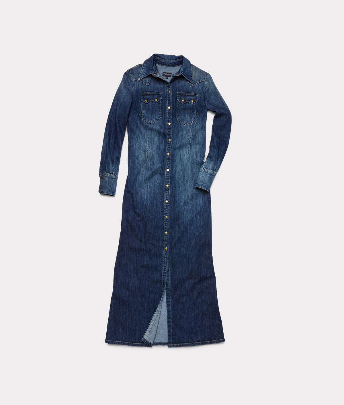Long Denim Duster :: Medium Wash Denim 1