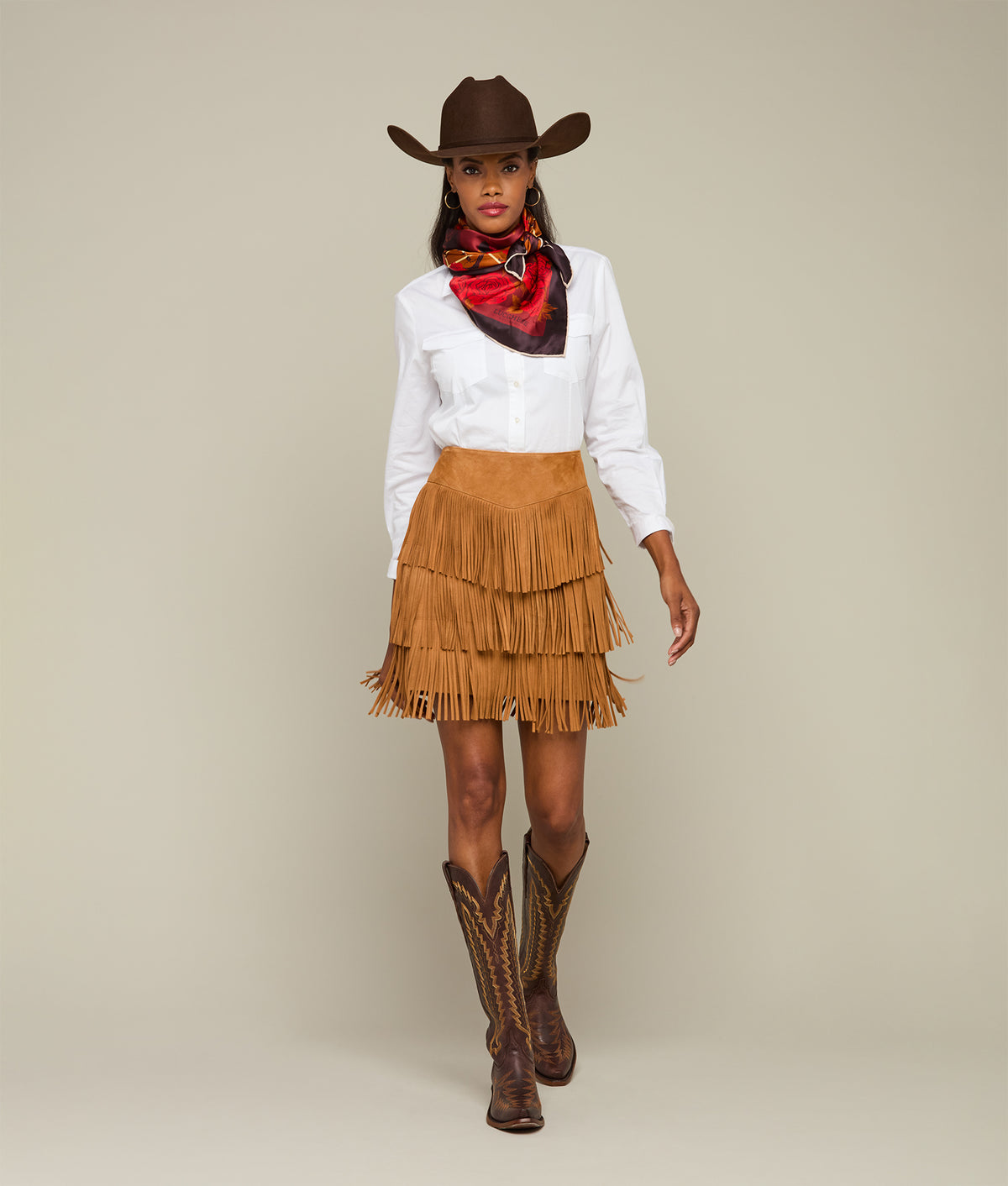 Annabelle Fringe Skirt :: Cinnamon 2