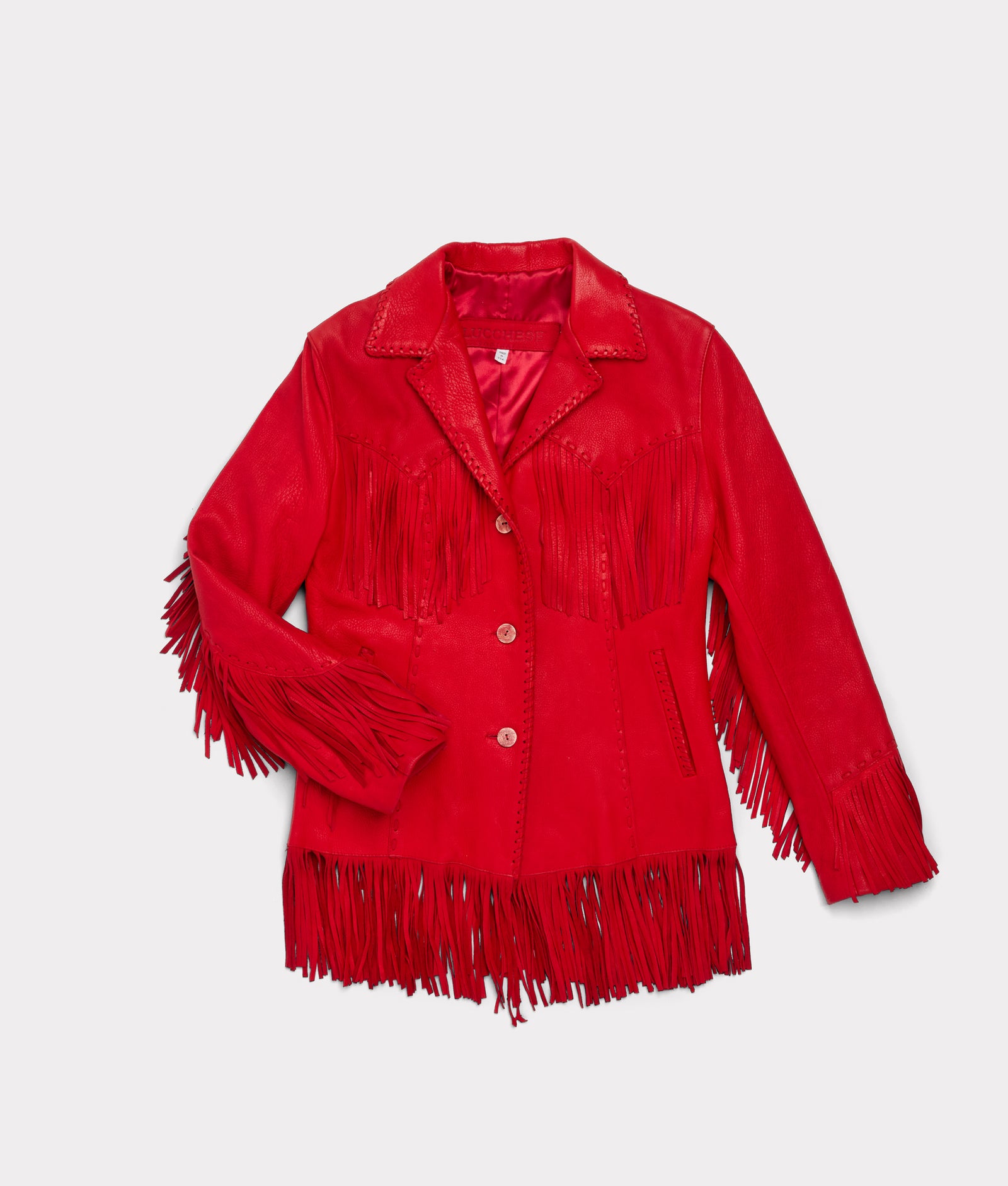 Tallulah Fringe Jacket :: Red