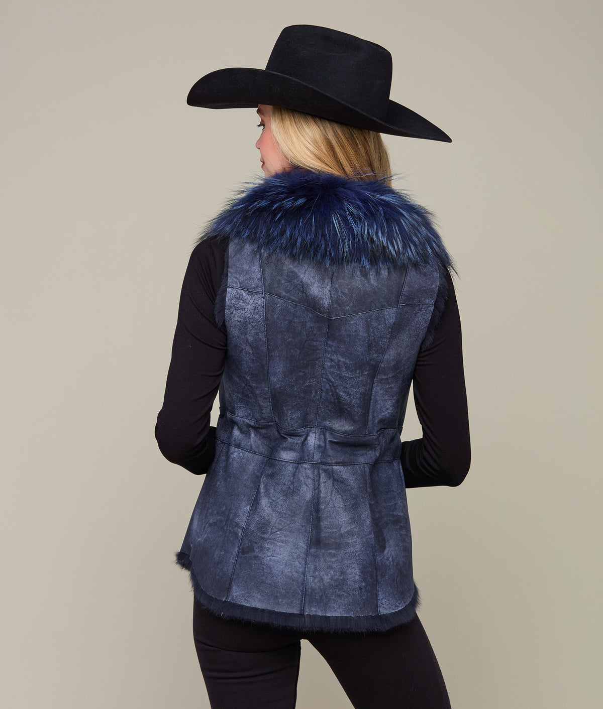 Serphina Fur Vest :: Navy 3
