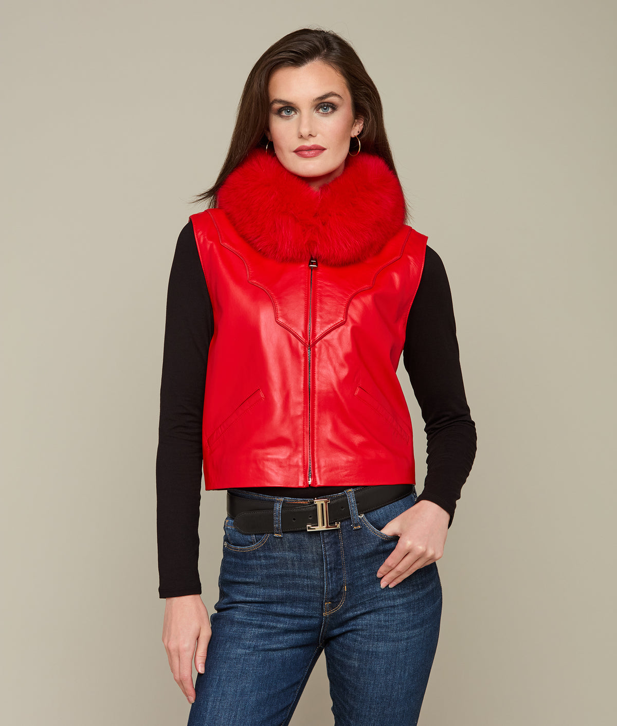 Western Fox Vest - Red - Lucchese Western Fox Vest - Red - Lucchese