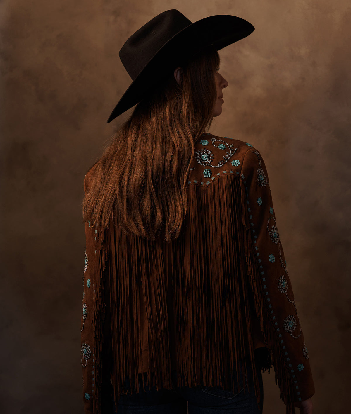Ellie Beaded Fringe Jacket :: Brown 2