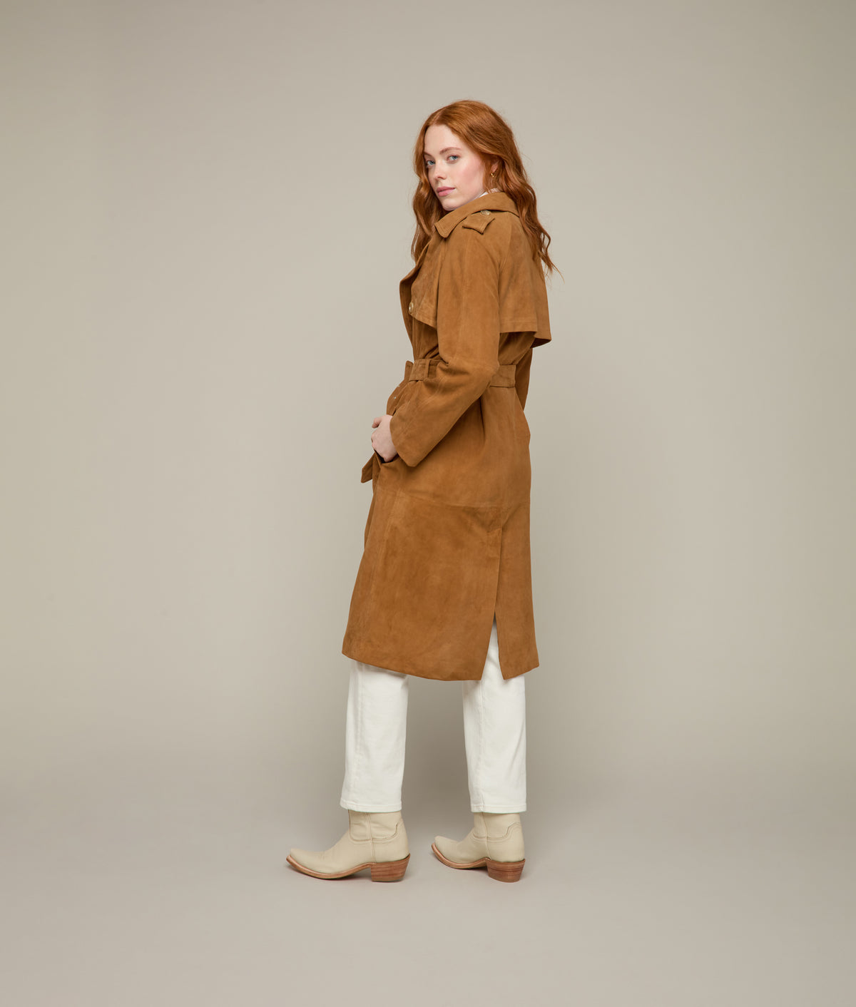 Suellen Suede Trench Coat :: Caramel 2