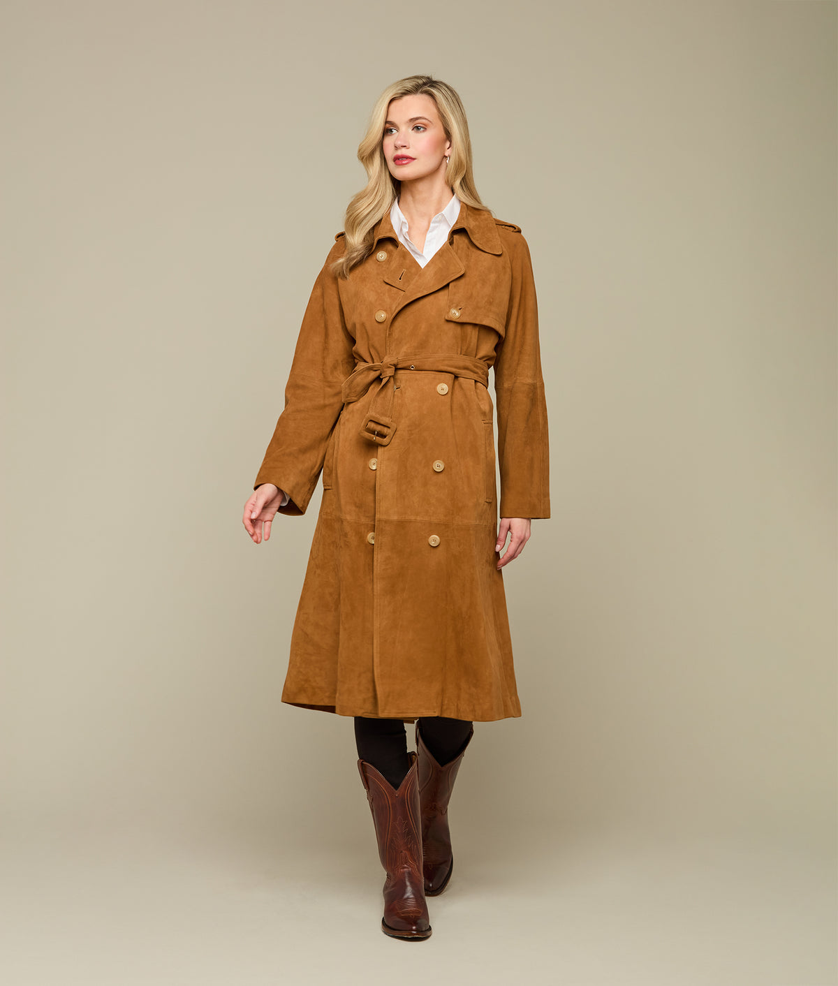 Suellen Suede Trench Coat :: Caramel 7