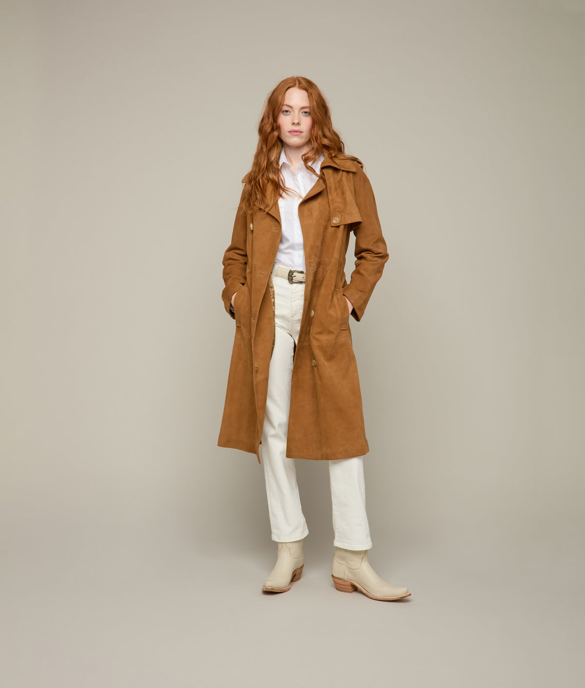Suellen Suede Trench Coat :: Caramel 4