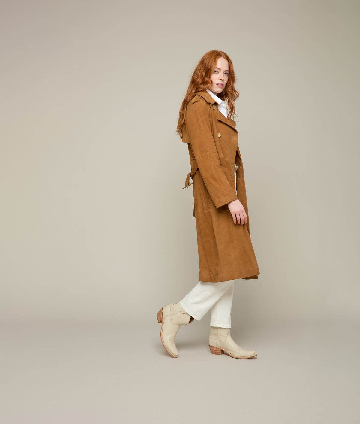 Suellen Suede Trench Coat :: Caramel 6