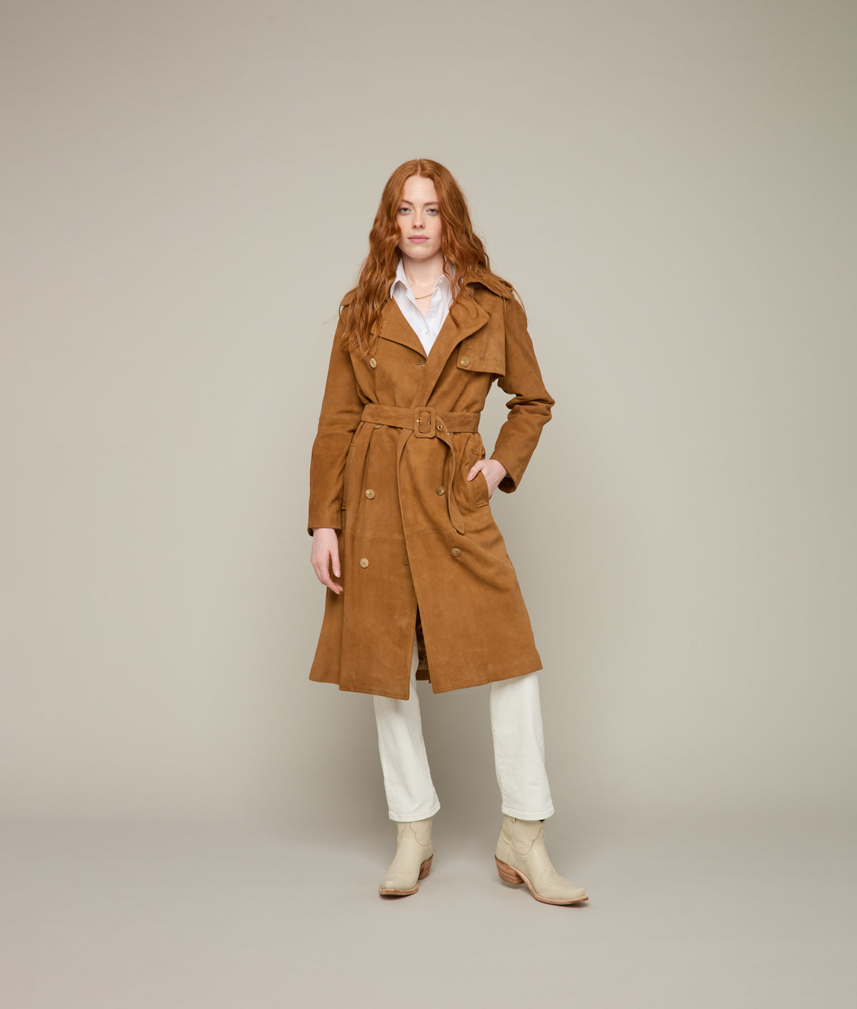 Suellen Suede Trench Coat :: Caramel 5