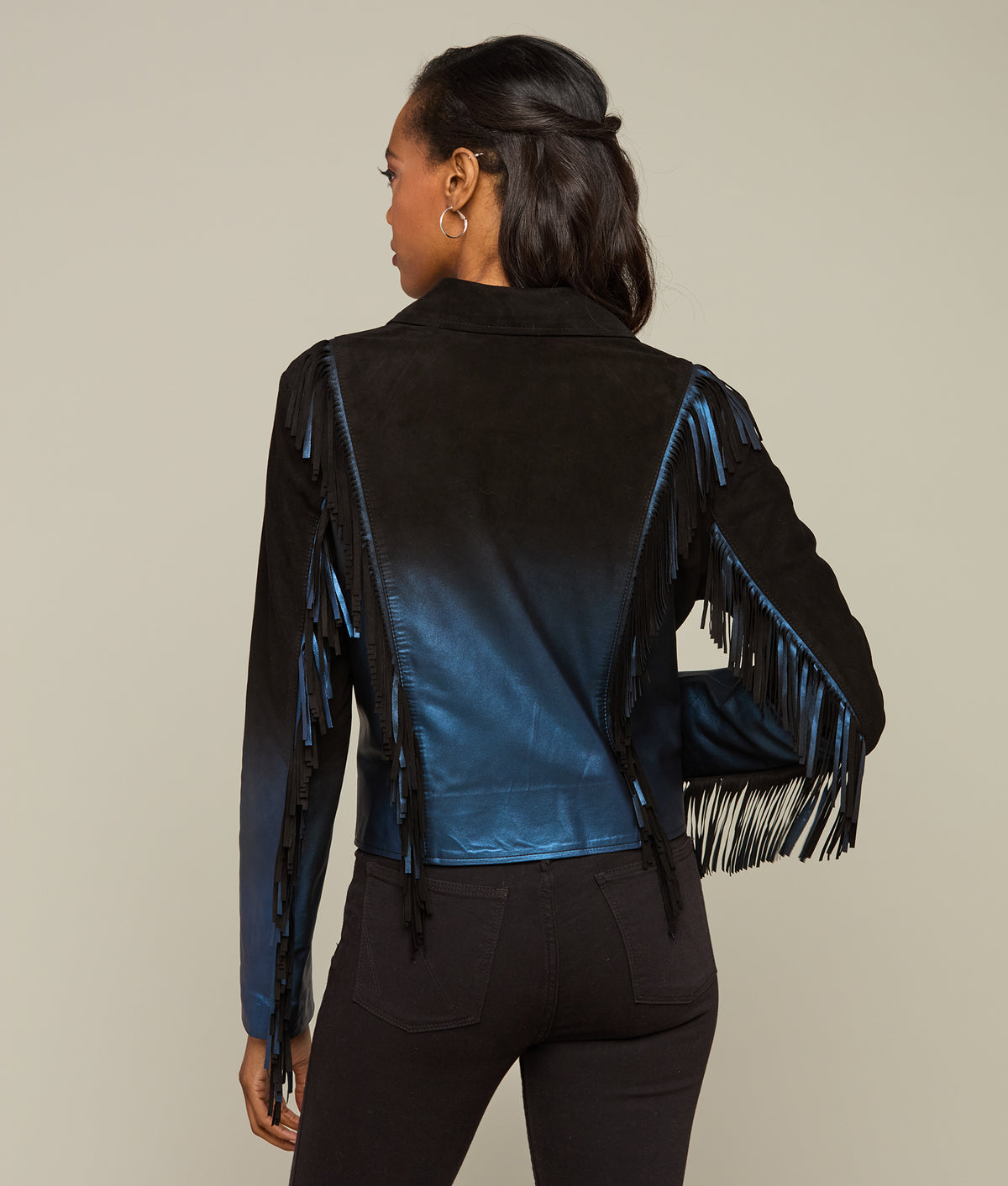 Nightfall Fringe Jacket :: Black/Blue 4