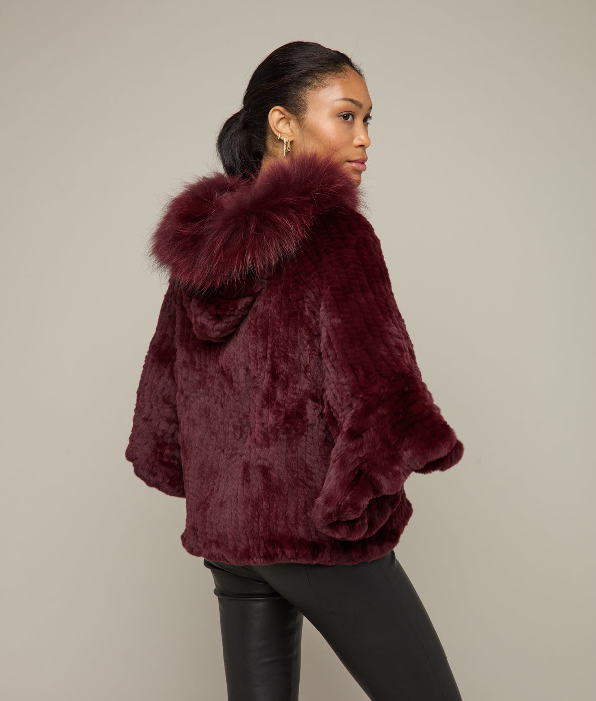 Empress Fur Caplet :: Burgundy 2