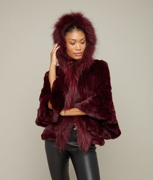 Empress Fur Caplet :: Burgundy