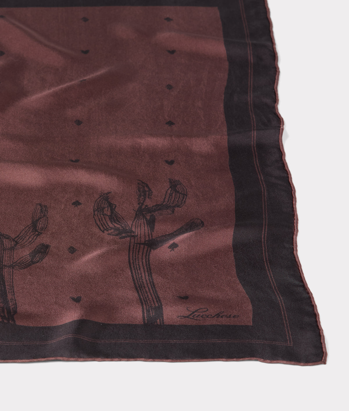 Cowboy Sketch Silk Scarf :: Grey/Brown 3