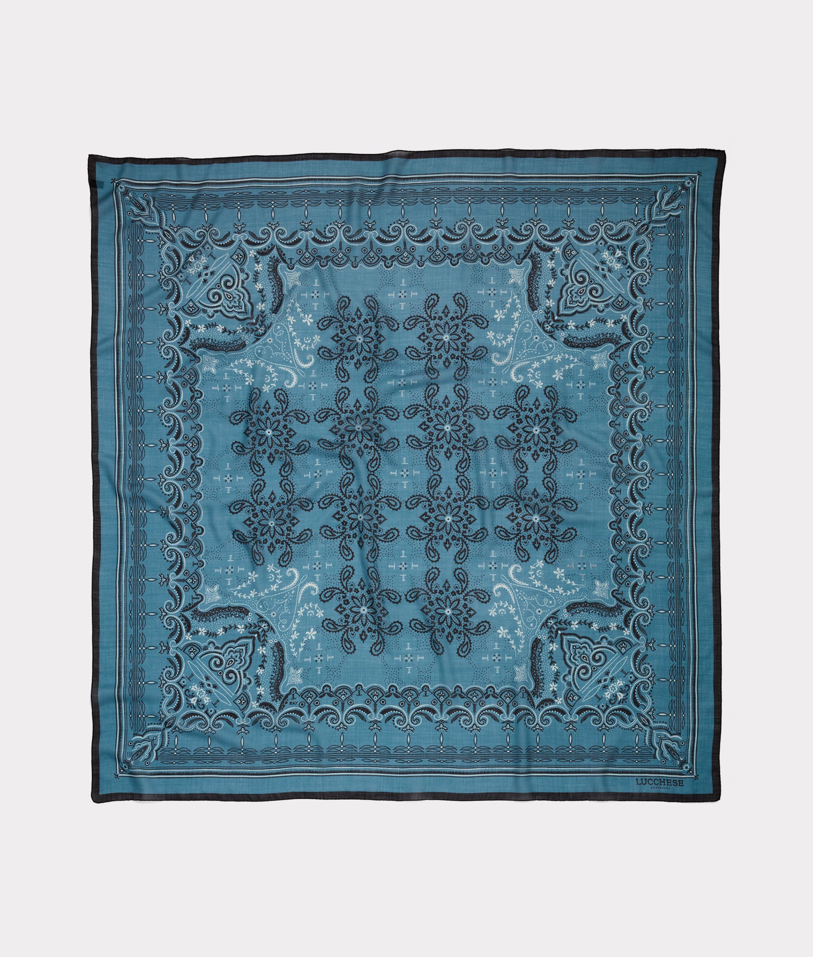 Mirrored L Silk Wool Scarf :: Blue