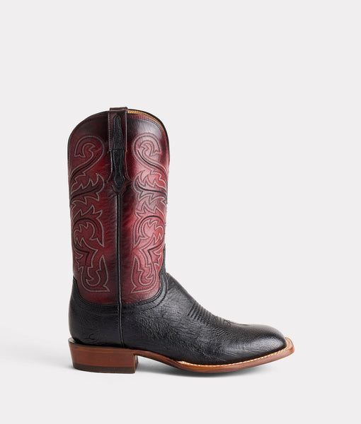 Lance Boot - Black + Black Cherry - Lucchese